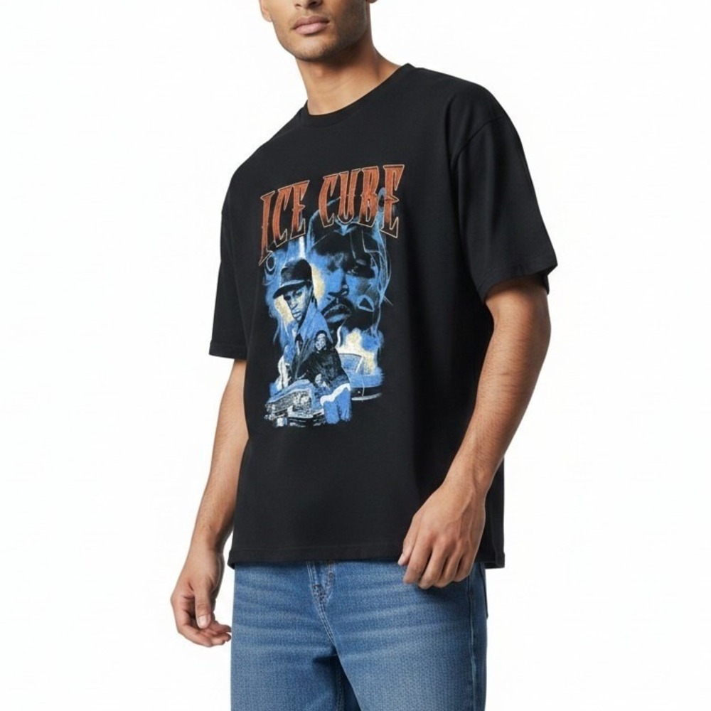 Ice Cube Rap Tee Hip Hop Graphic T Shirt Mens L Black Lowrider West Coast 90s